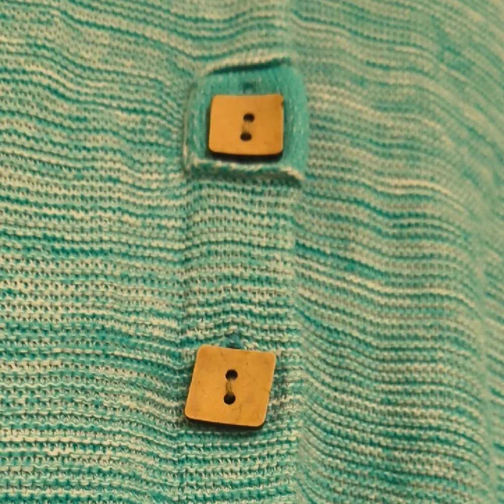 Habitat Turquoise Cardigan with Wooden Buttons Natural Materials Cozy Boho - Picture 7 of 15